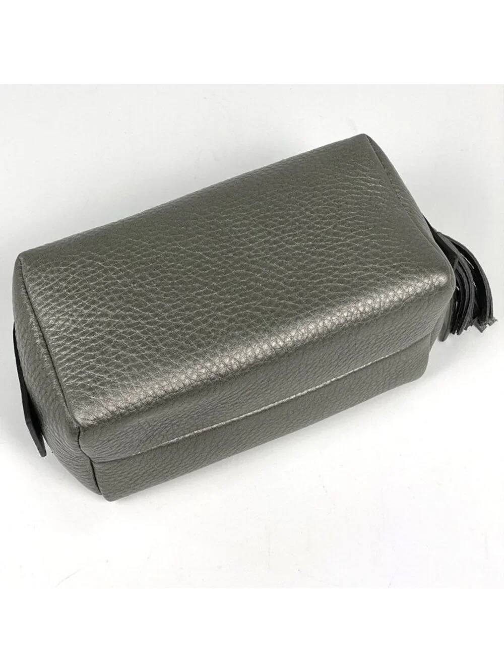 Gucci Makeup Pouch Soho Interlocking G Fringe Leather Beige